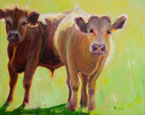 Still on the Easel Sunny Cows Painting