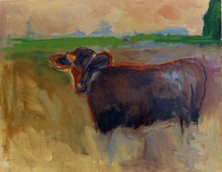 Cow in October Sun Oil on Canvas