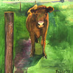 Cow on Green Oil Painting