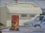 Orange Door and Dog Oil Painting