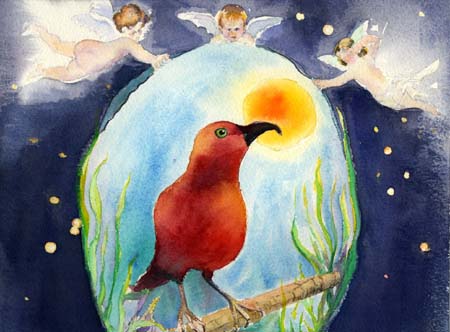 Red Crow Watercolor