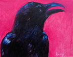 Crow on Crimson Crow Oil Painting