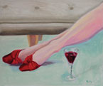 Red Shoes and Red Wine Painting